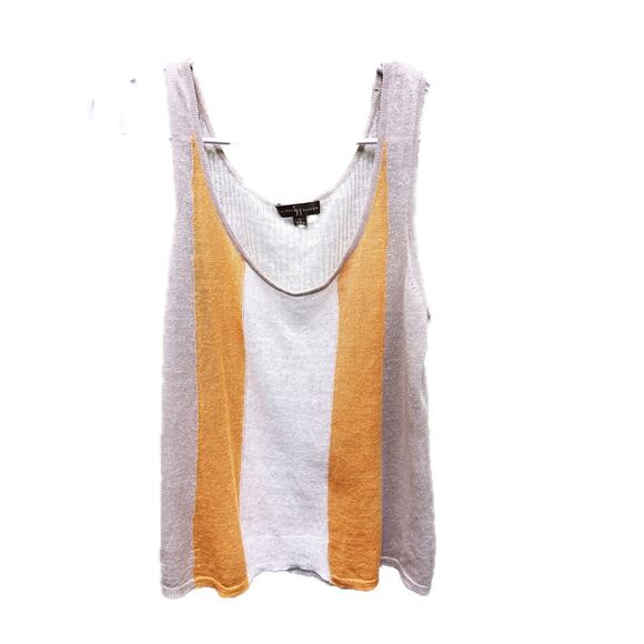 Lauren Hansen Sleeveless Linen Tank Top Low Neckline Size S - Picture 1 of 7